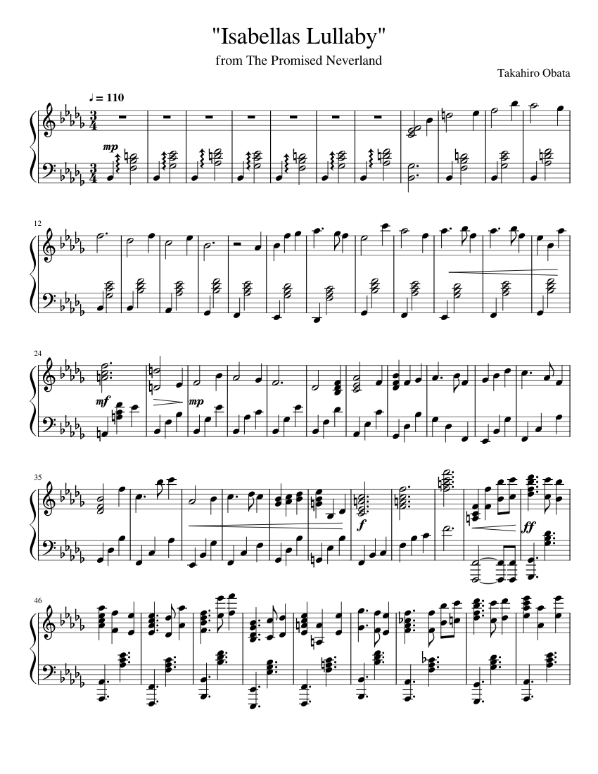 "Isabella's Lullaby" Sheet music for Piano (Solo) | Musescore.com