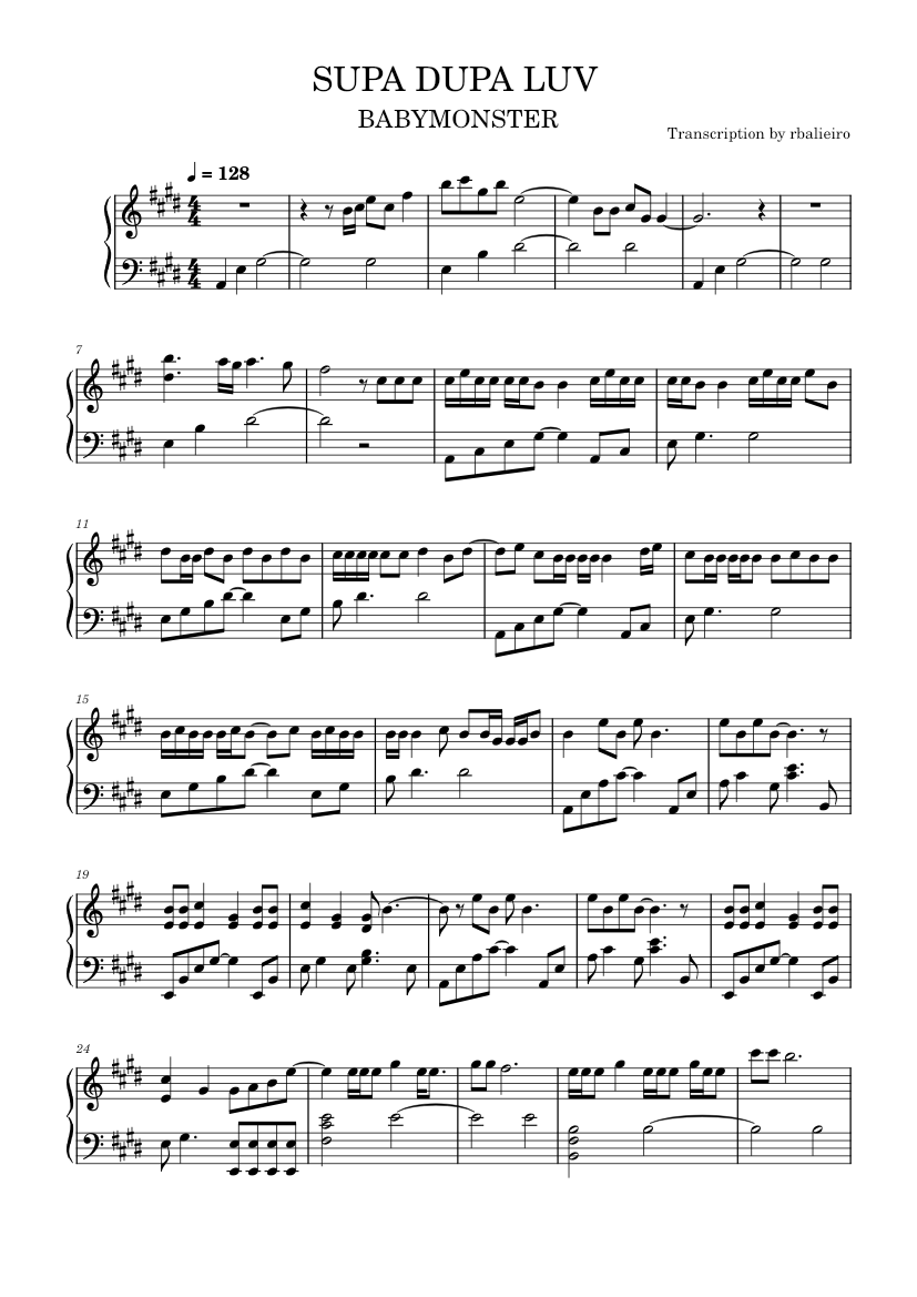 BABYMONSTER (베이비몬스터) - SUPA DUPA LUV [Piano Version] Sheet Music for ...