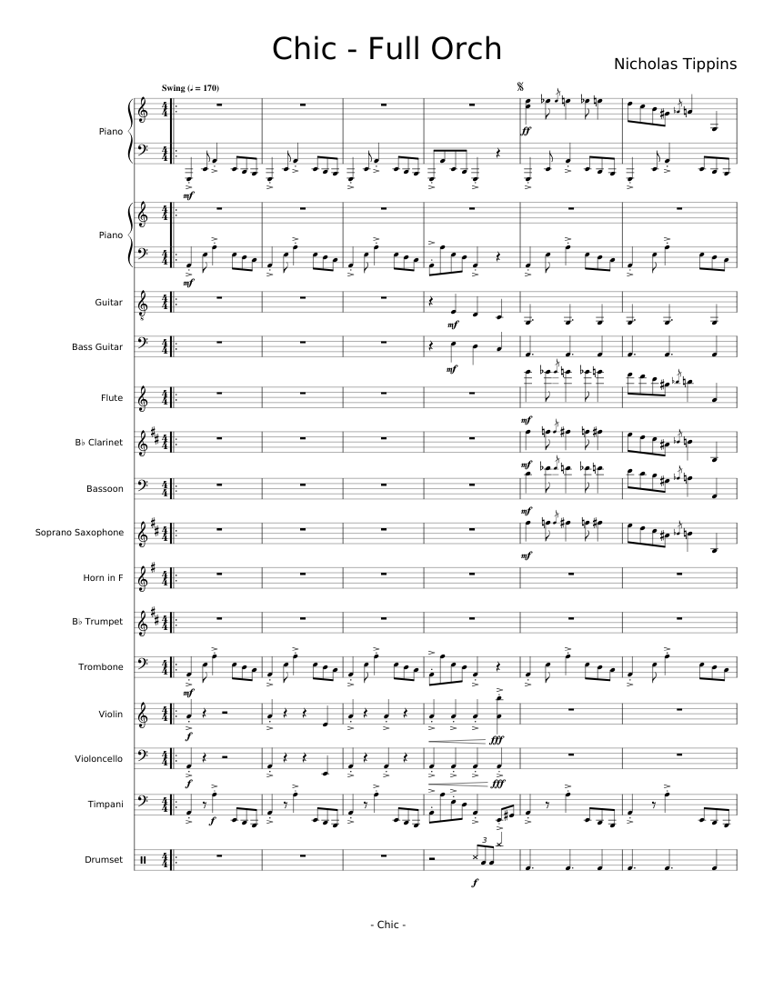Chic Instruments Chic Sheet music for Piano, Trombone, Flute, Clarinet in b-flat & more ...