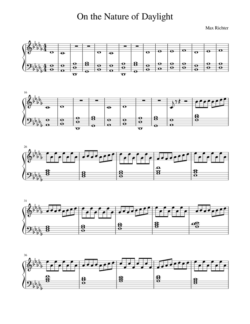 On the Nature of Daylight Max Richter Sheet music for Piano (Solo) | Musescore.com