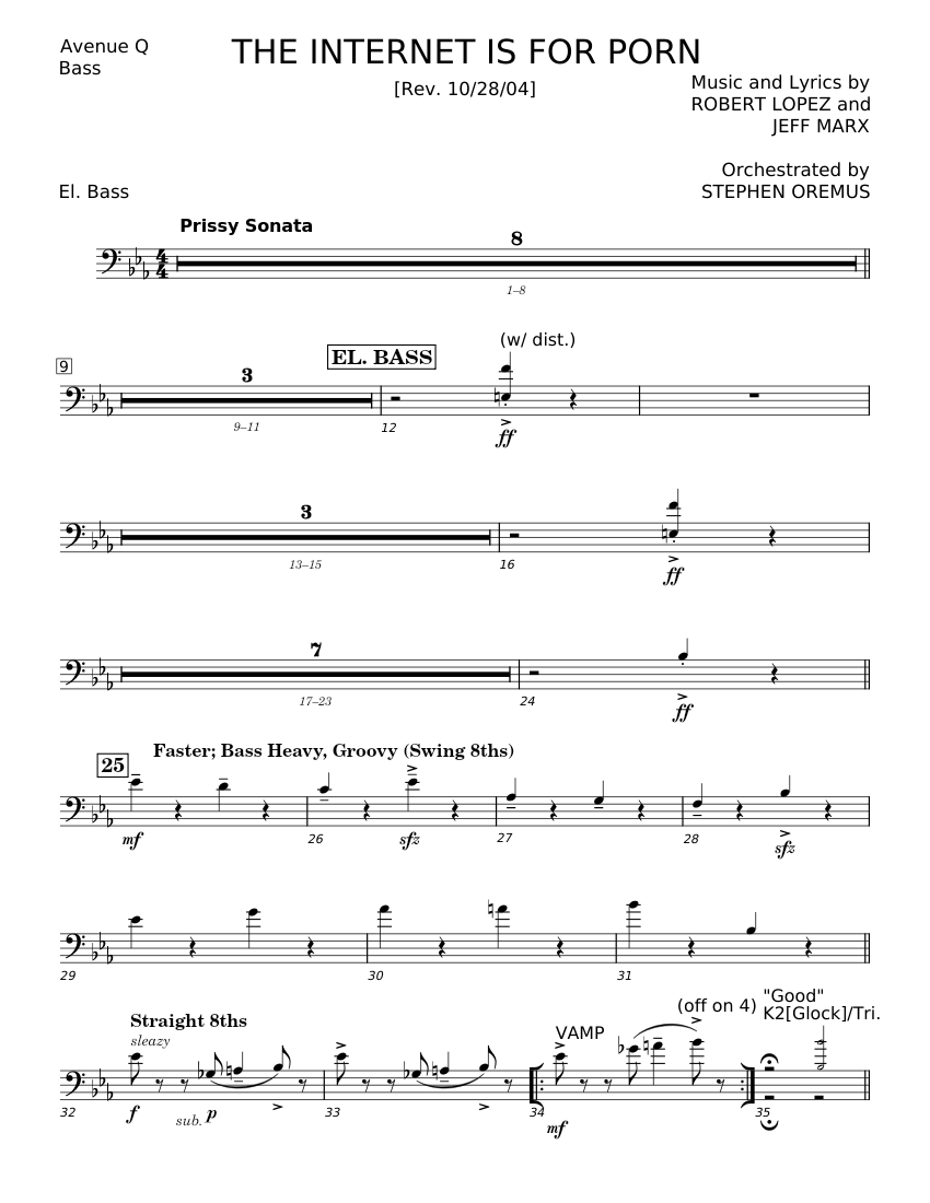 The is for Porn Lopez, Robert and Jeff Marx Sheet