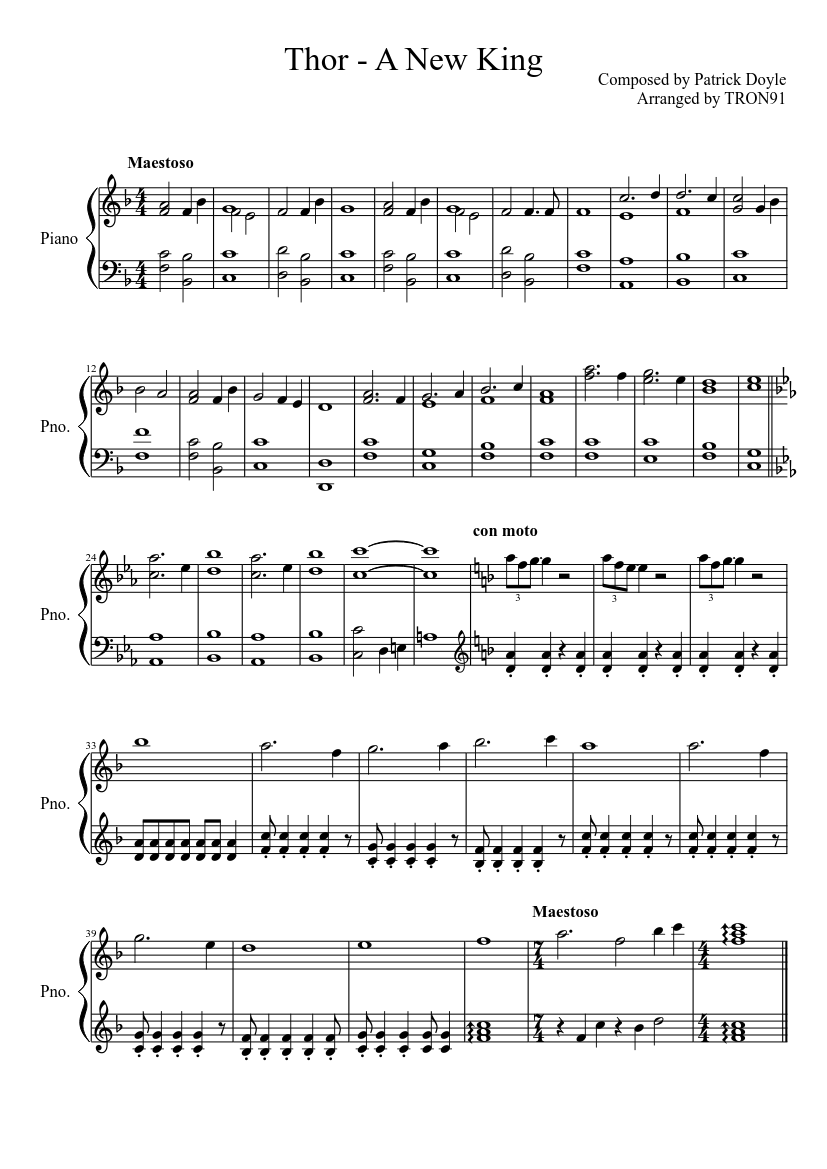 THOR - A New King/Sons of Odin Sheet music for Piano (Solo) | Musescore.com