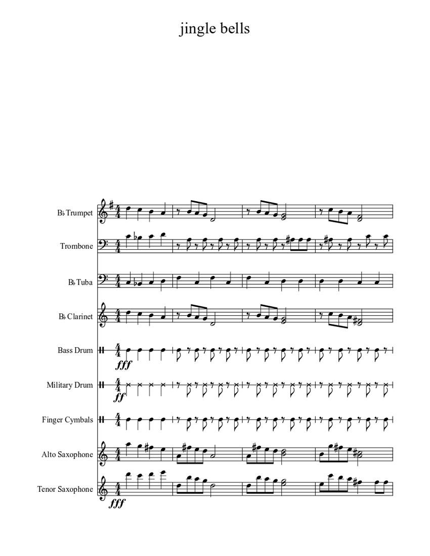Jingle Bells (Military Band) Sheet music for Trombone, Tuba, Trumpet