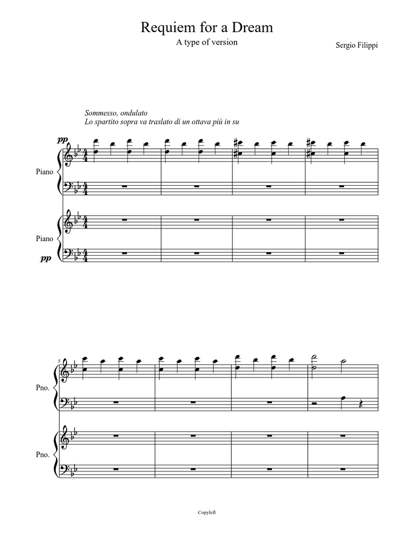 Requiem For A Dream Sheet Music For Piano Piano Duo 