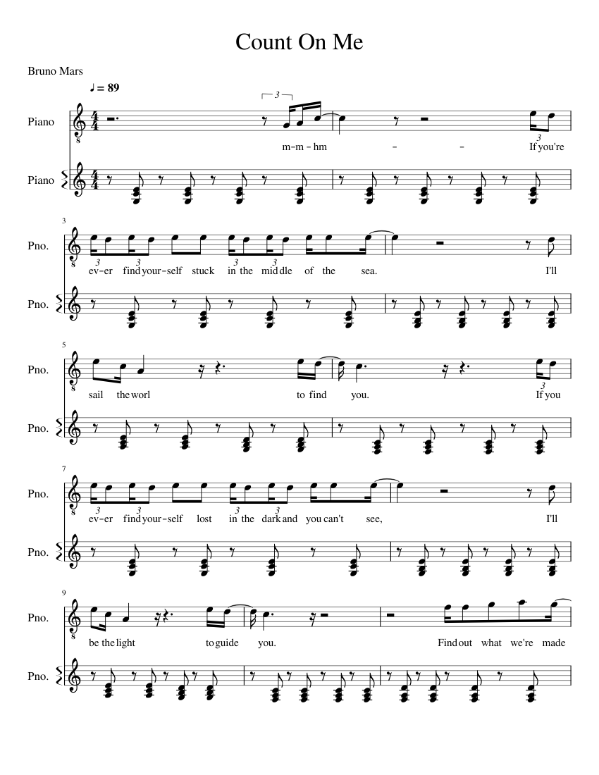 Count On Me Sheet music for Piano (Piano Duo) | Download and print in
