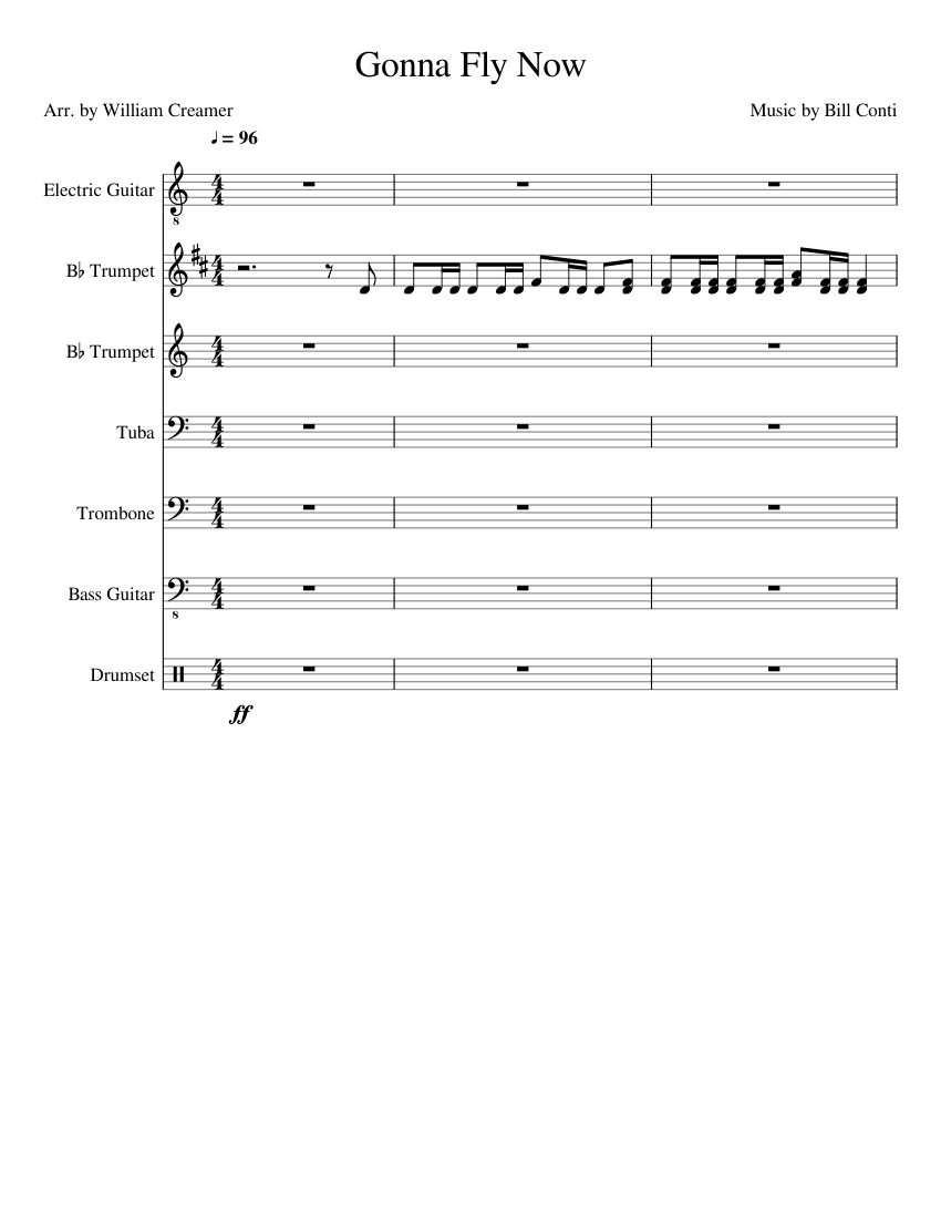 Gonna Fly Now (Rocky Theme) Sheet music for Trombone, Tuba, Trumpet in  b-flat, Guitar & more instruments (Mixed Ensemble) | Musescore.com