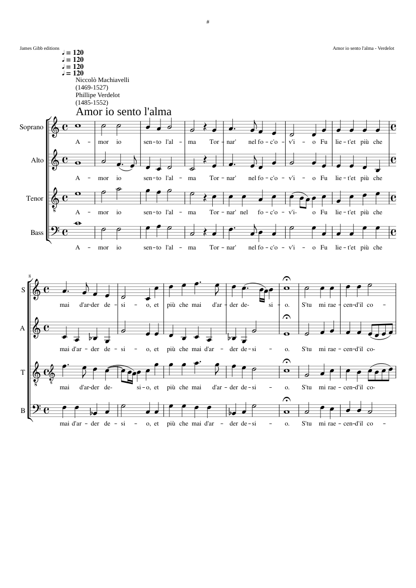 Amor io sento l'alma