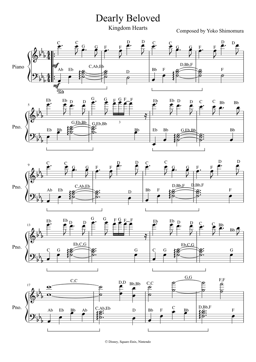 Dearly Beloved Sheet music for Piano (Solo) Easy | Musescore.com