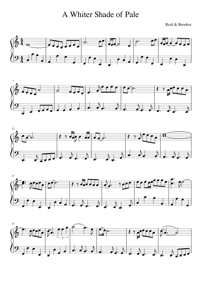 A Whiter Shade of Pale Sheet music for Piano (Solo) | Musescore.com