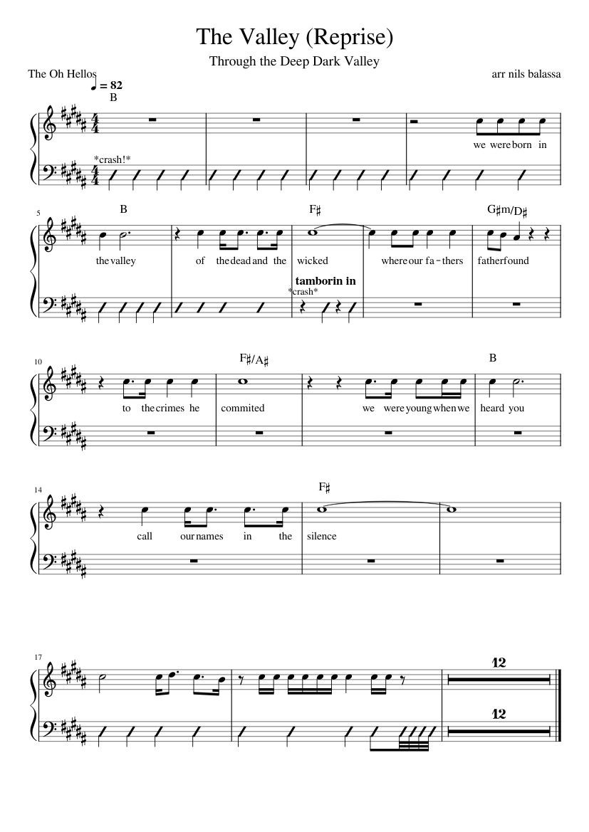 The Valley (Reprise) [Work in progress] - The Oh Hellos Sheet music for ...