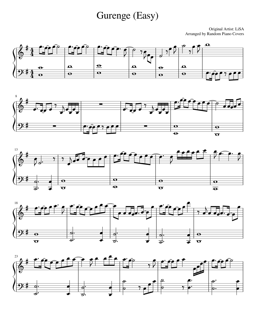 Gurenge - Piano Solo - Digital Sheet Music