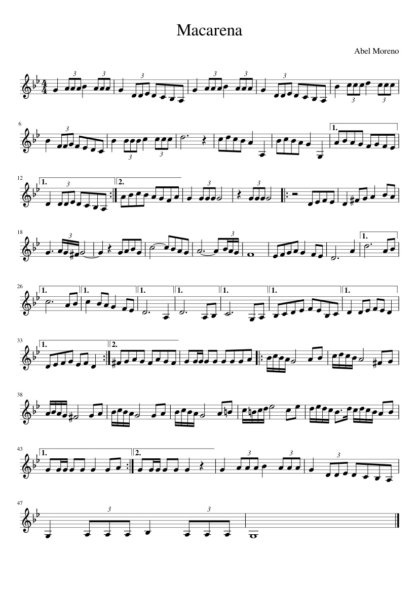 Macarena (Abel Moreno) Sheet music for Piano (Solo) | Musescore.com