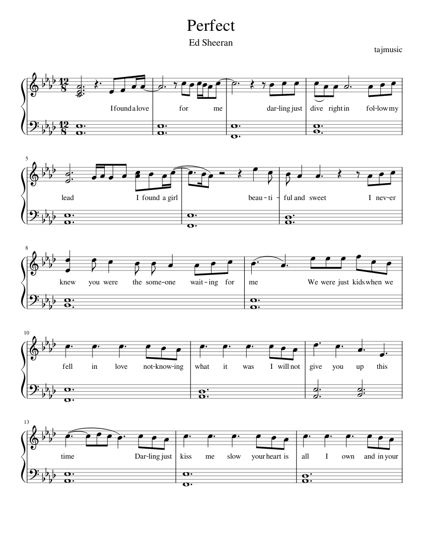 Perfect Ed Sheeran Sheet music for Piano (Solo) Easy