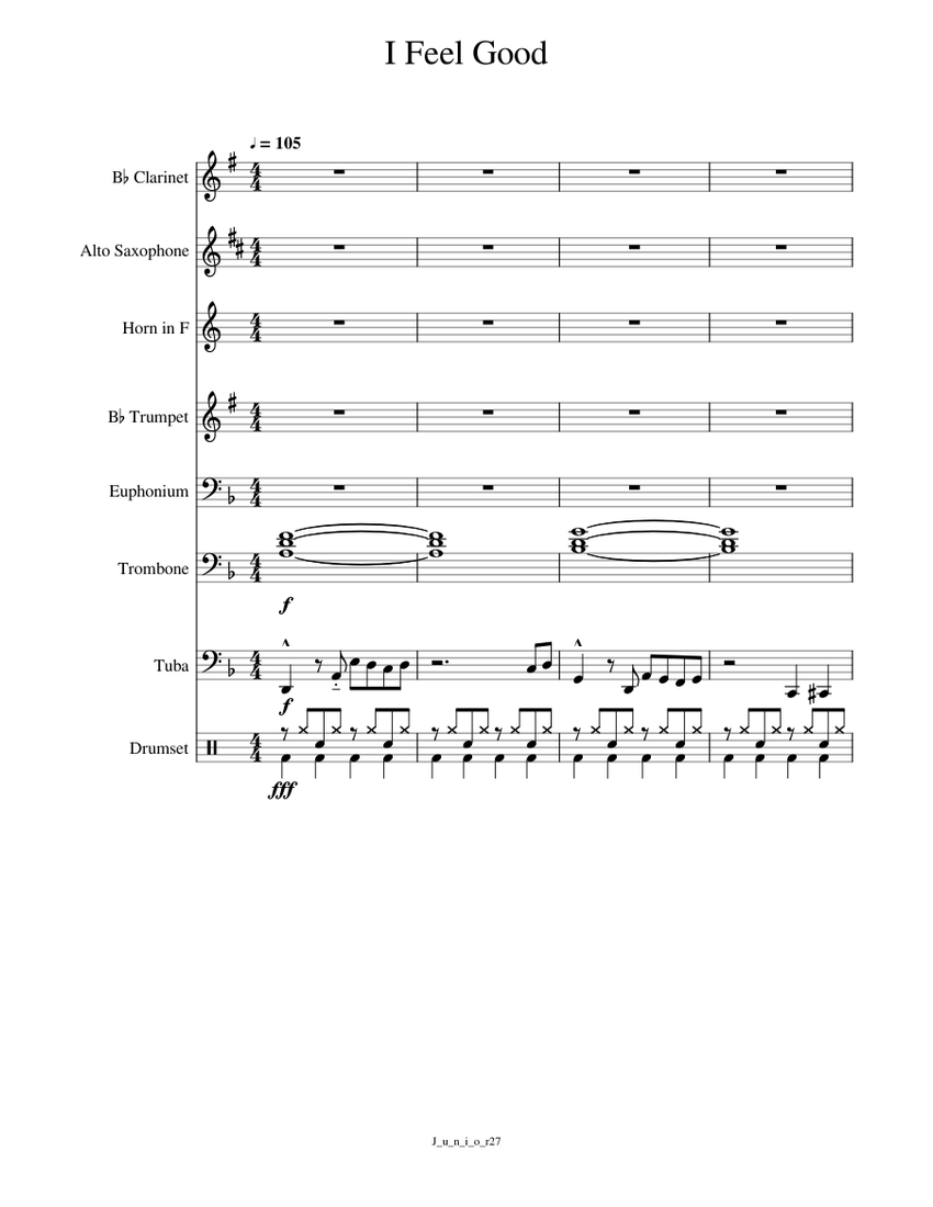 I Feel Good Sheet music for Trombone, Euphonium, Tuba, Clarinet in b ...
