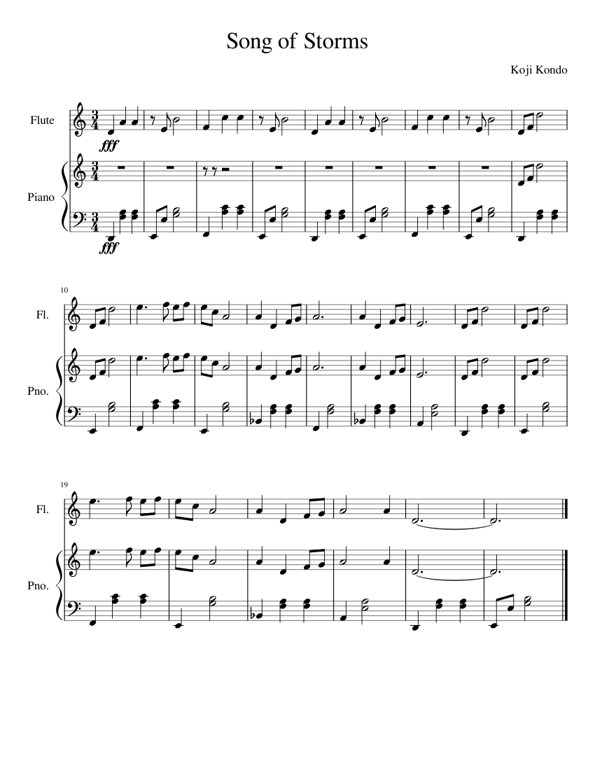 Song of Storms Piano & Flute Sheet music for Piano, Flute (Solo) |  Musescore.com