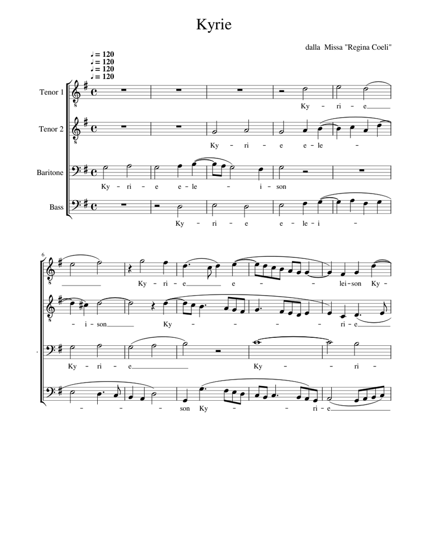 Missa Regina Coeli Jacobus de Kerle Sheet music for Bass guitar (Solo