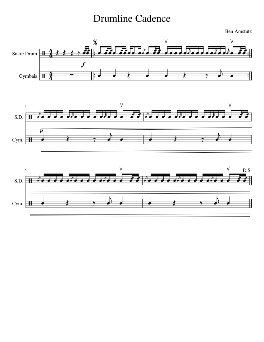 Drumline Cadence Sheet music for Snare drum, Crash (Mixed Duet