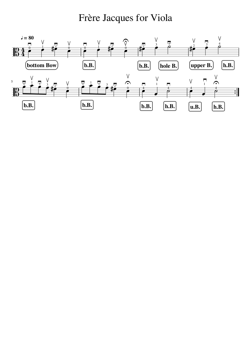 Frère Jacques for Viola Sheet Music for Viola (Solo) | MuseScore.com