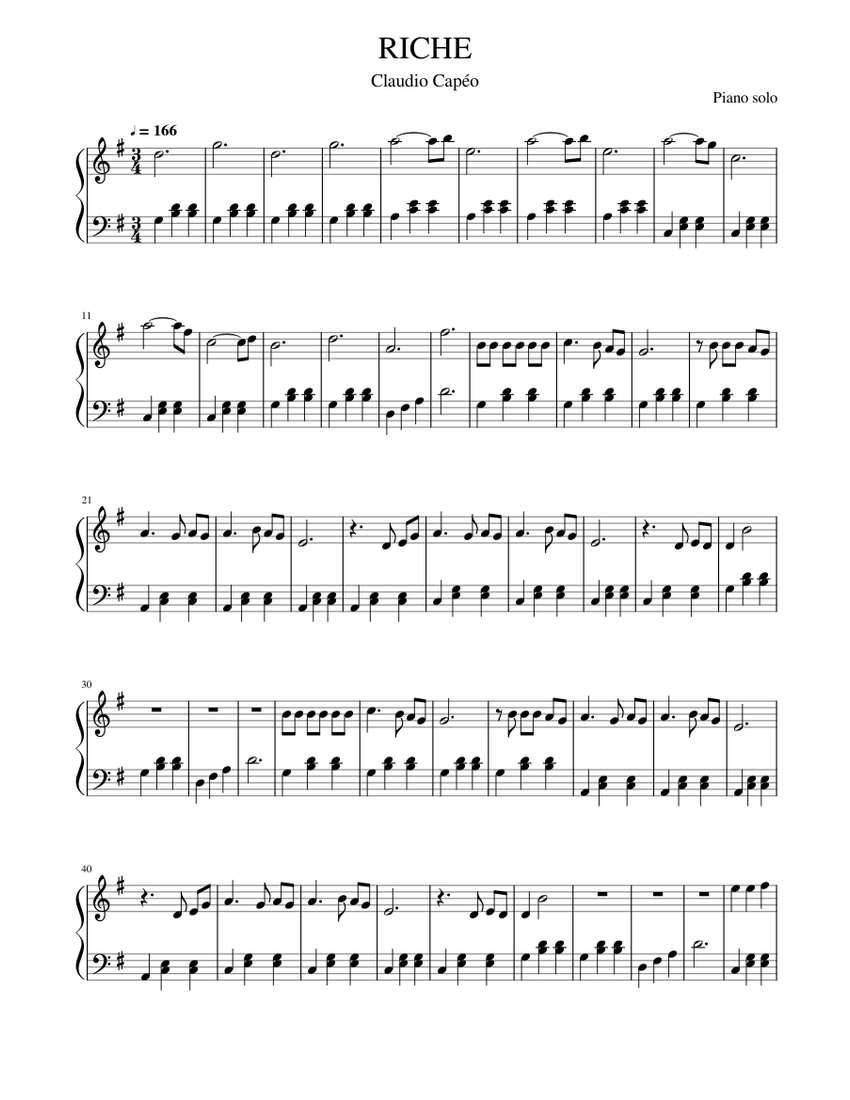 Claudio Capéo - Riche Sheet music for Piano (Solo) | Musescore.com