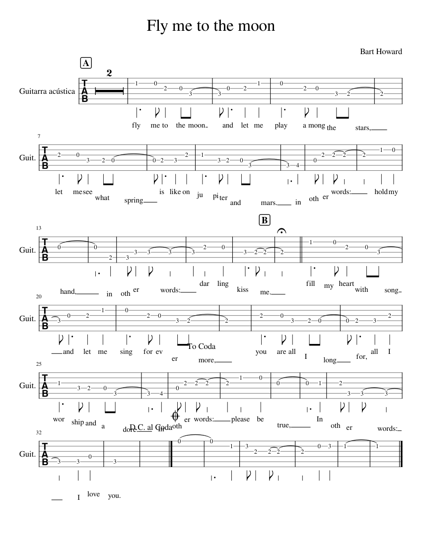Fly_me_to_the_moon Sheet music for Guitar (Solo)
