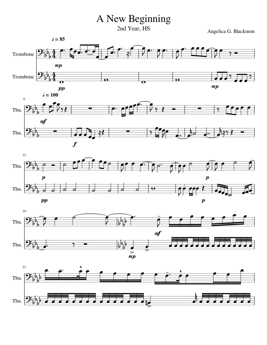 A New Beginning Sheet music for Trombone (Brass Duet) | Musescore.com