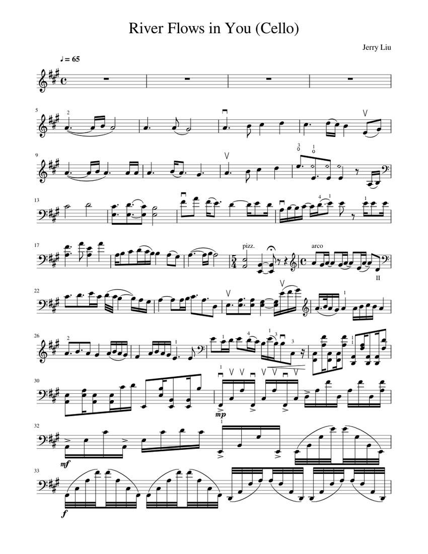 River Flows in You Cello Sheet music for Cello (Solo) | Musescore.com