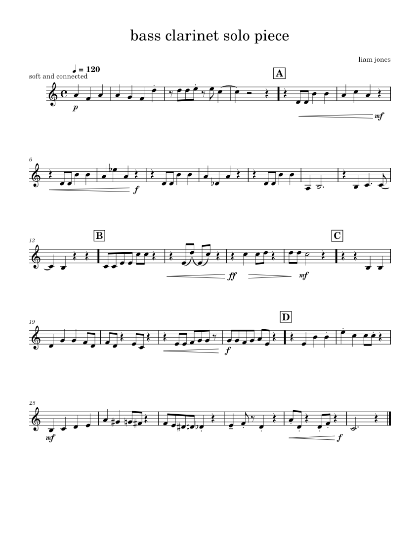 Bass Clarinet Solo Piece Sheet Music For Clarinet Other Solo Bass Clarinet Solo Piece Sheet Music For Clarinet Other Solo