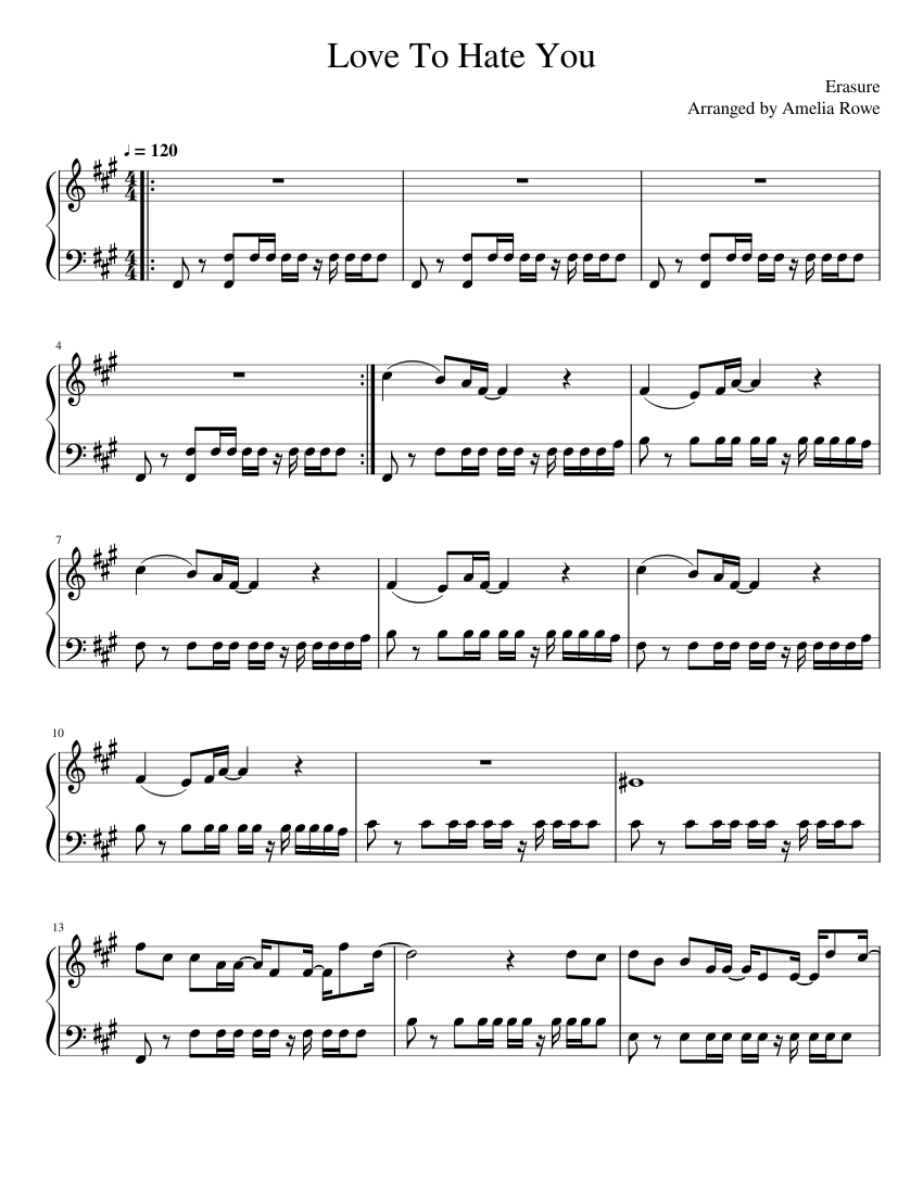 Erasure - Love To Hate You Sheet music for Piano (Solo) | Musescore.com