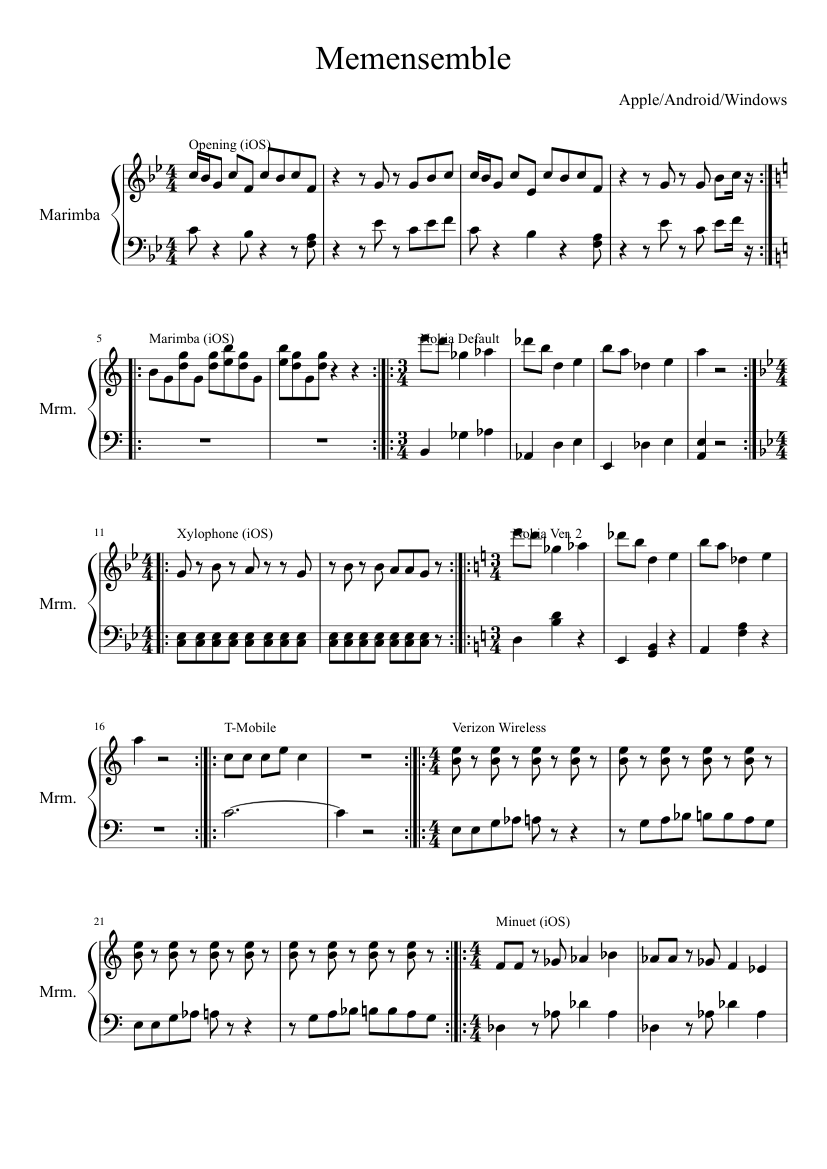 Ringtone Medley Sheet music for Marimba (Solo) | Musescore.com