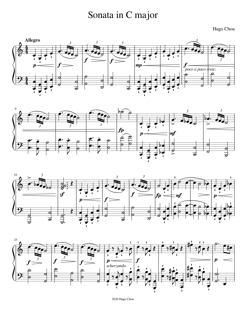 Sonata in C major Sheet music for Piano (Solo) | Musescore.com