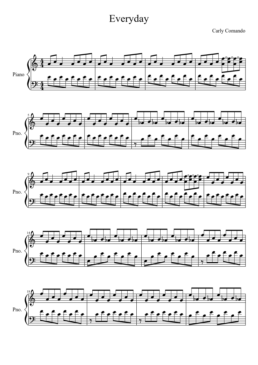 Everyday - Carly Comando Sheet music for Piano (Solo) | Musescore.com