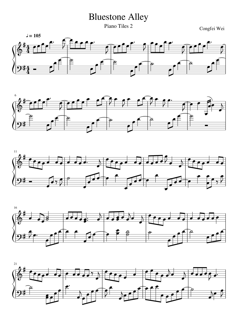 Bluestone Alley - Piano Tiles 2 Sheet music for Piano (Solo) | Musescore.com