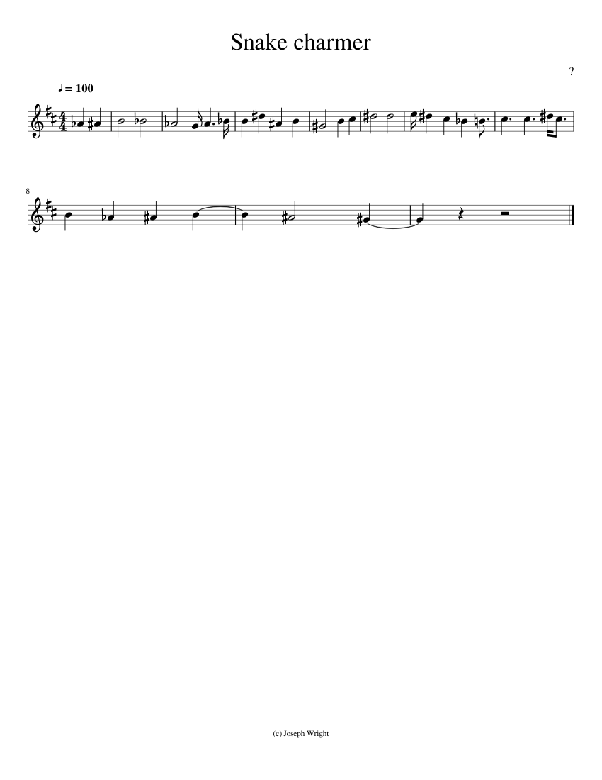 Snake charmer (by Joseph) Sheet music for Pipes (Solo) | Musescore.com