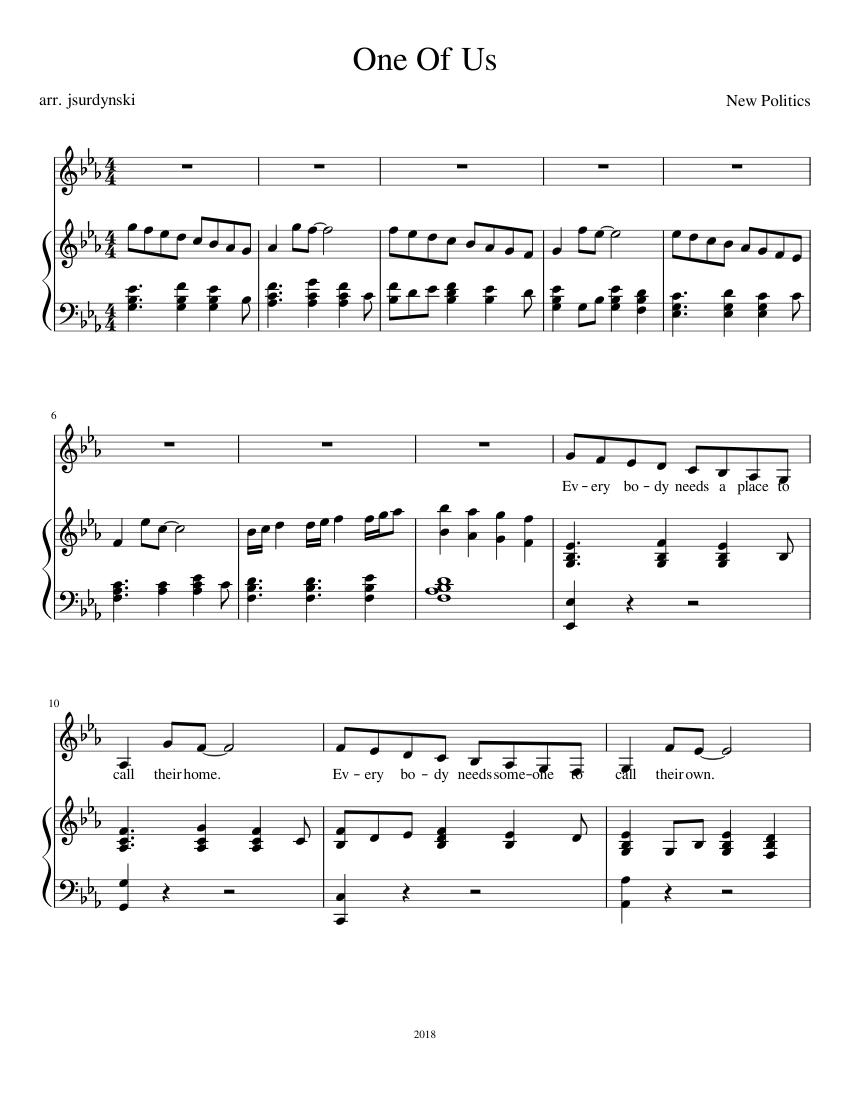 One Of Us Sheet music for Piano, Vocals (Piano-Voice) | Musescore.com