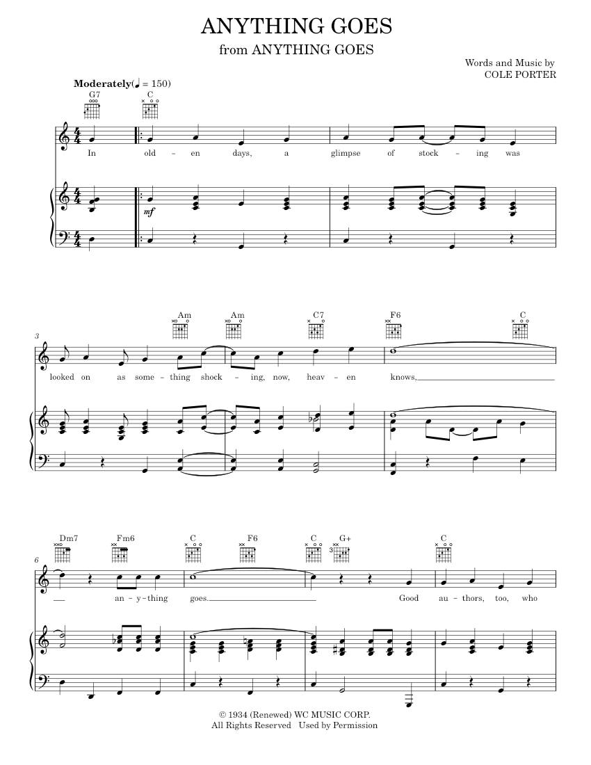 Play Official version of Anything Goes Sheet Music by Cole Porter ...