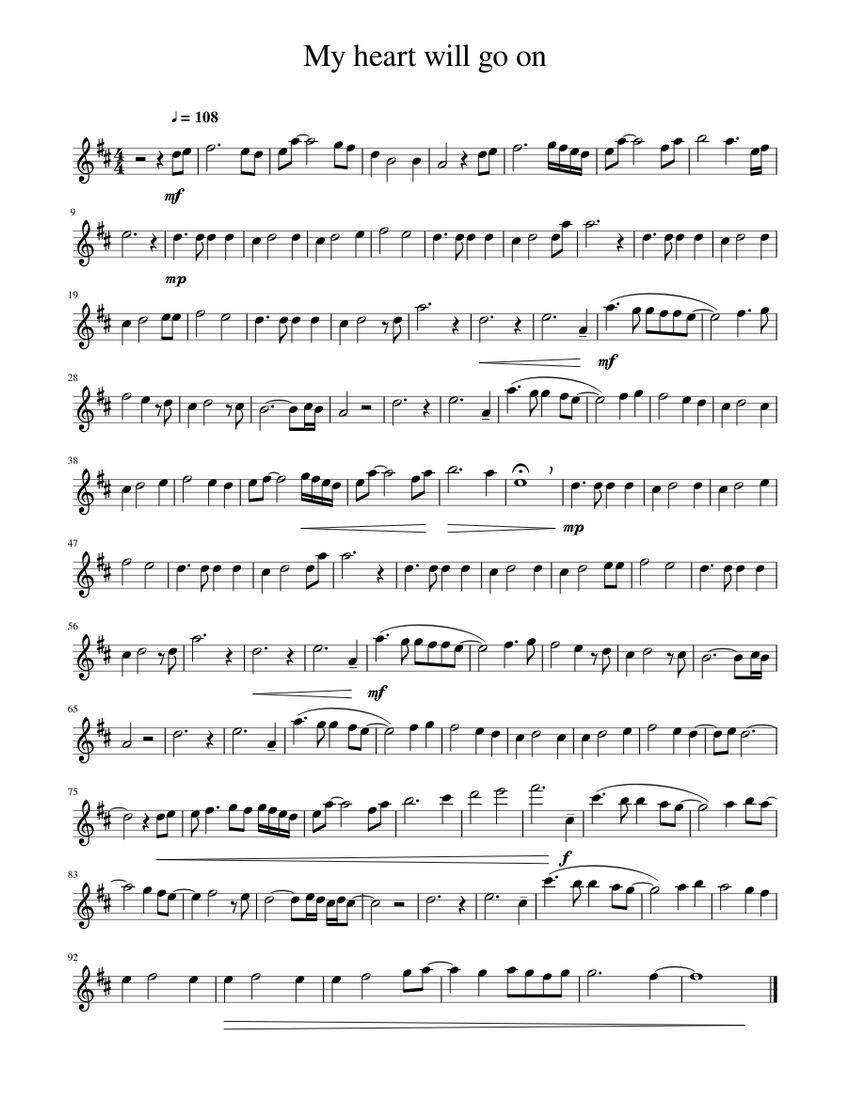 My Heart Will Go On Sheet Music For Saxophone Alto Solo Musescore Com