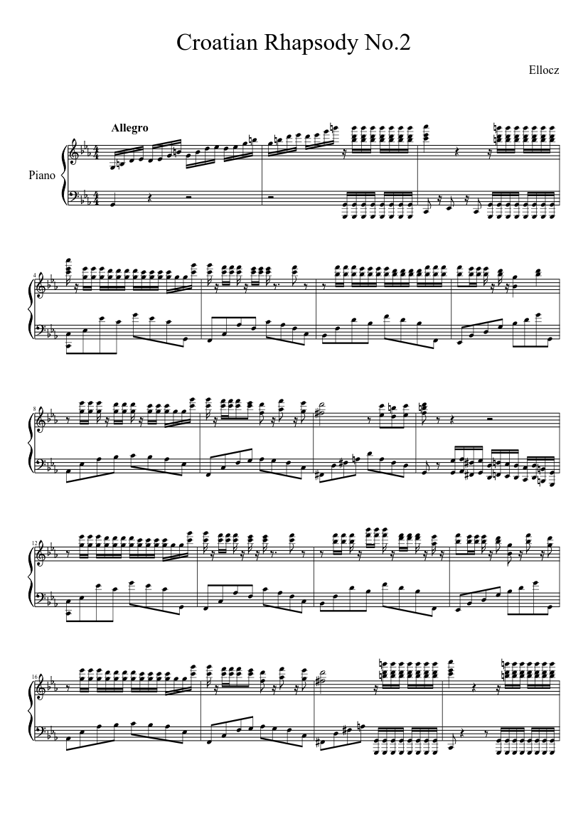 Croatain Rhapsody No.2 Sheet music for Piano (Solo) | Musescore.com