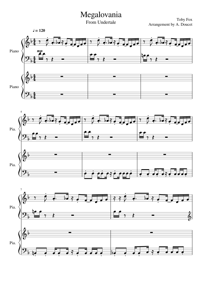 Megalovania Piano Duet From Undertale Toby Fox Sheet Music For Piano Piano Duo Musescore Com