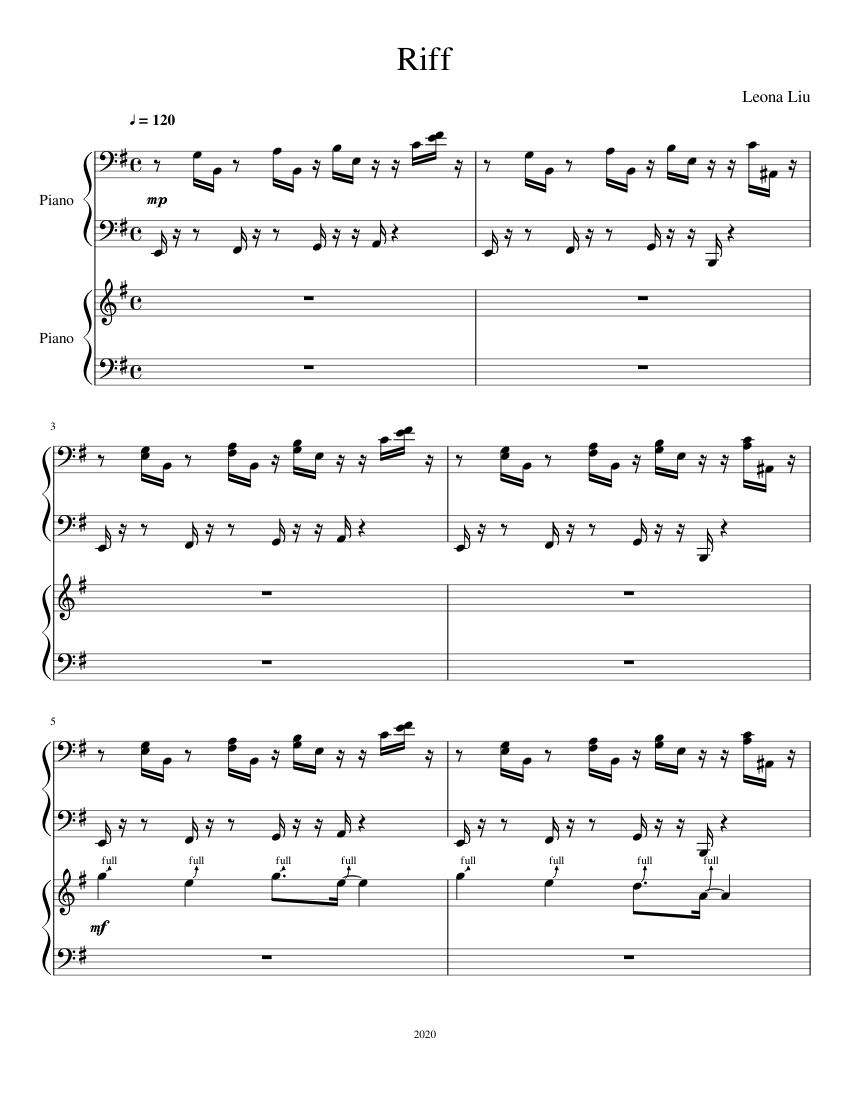 A Riff I Wrote Sheet Music For Piano (Piano Duo) | Musescore.com