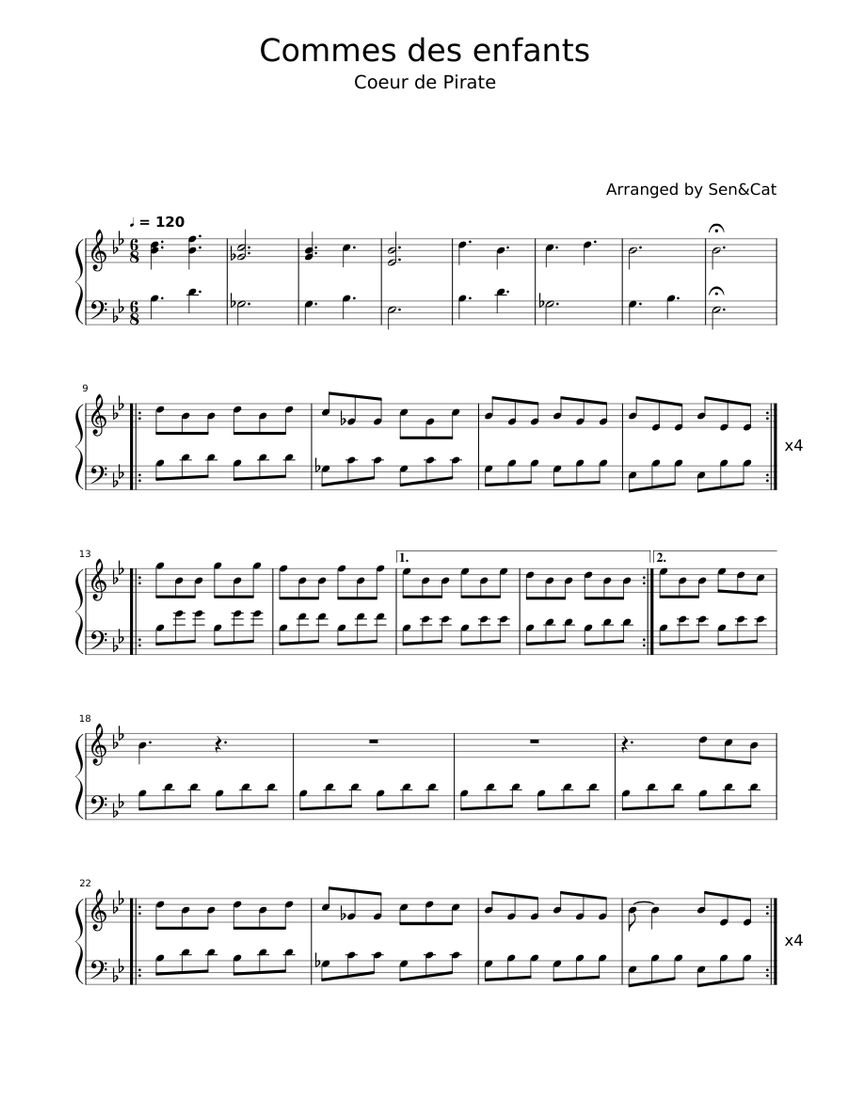Commes des enfants - Coeur de Pirate Sheet music for Piano (Solo) |  Musescore.com