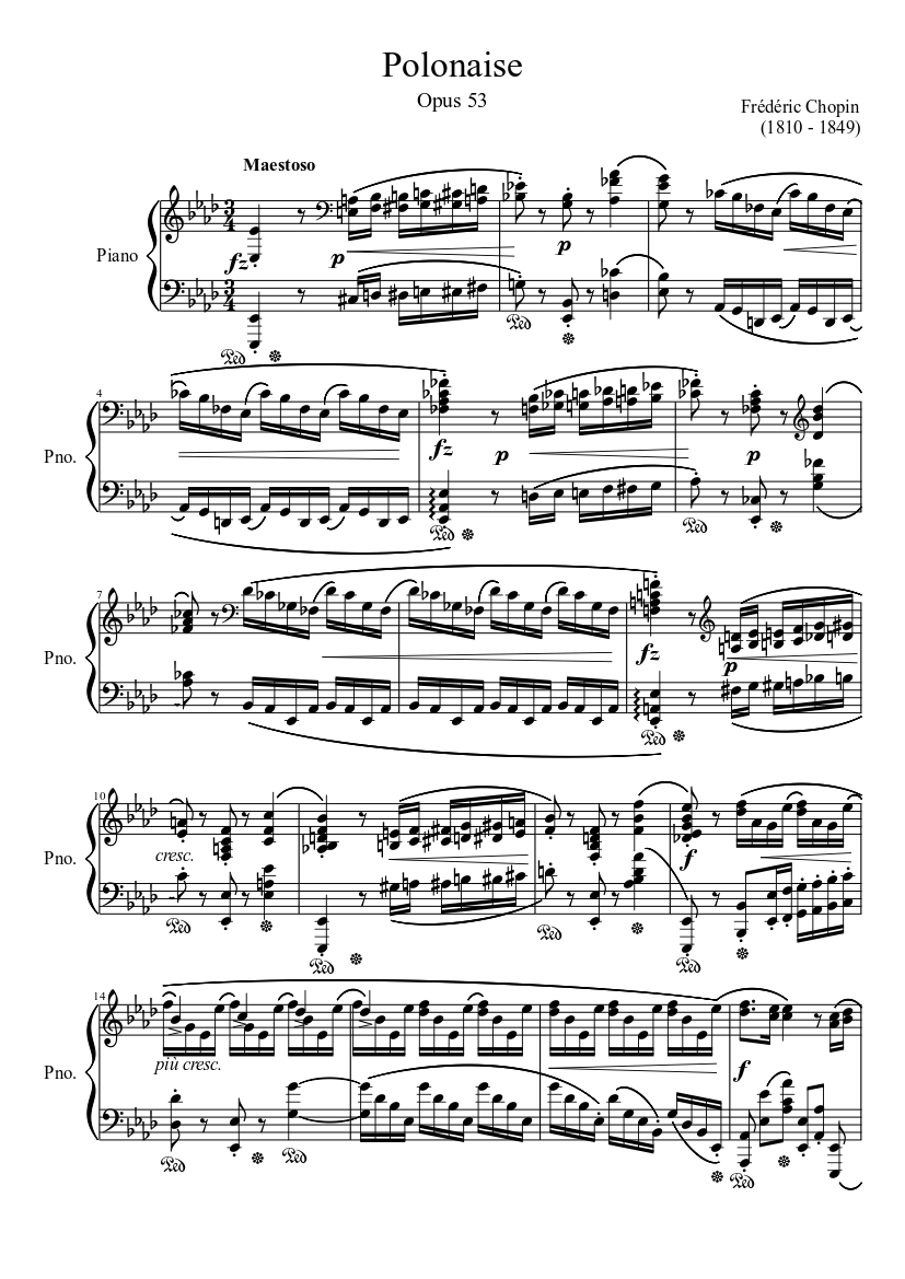 Polonaise in A♭ Major, “Heroic Polonaise” Sheet music for Piano (Solo) |  Musescore.com