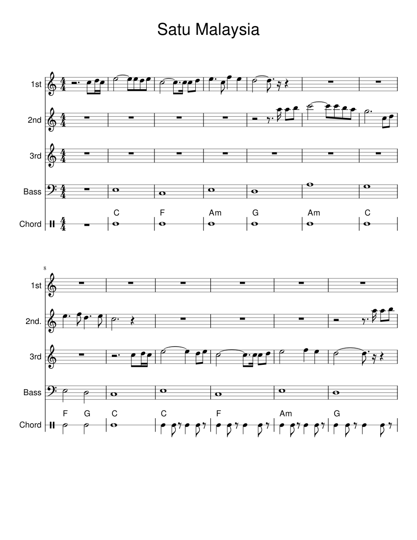 Satu Malaysia Sheet Music For Triangle Harmonica Harmonica Mixed Quintet Download And Print In Pdf Or Midi Free Sheet Music Musescore Com