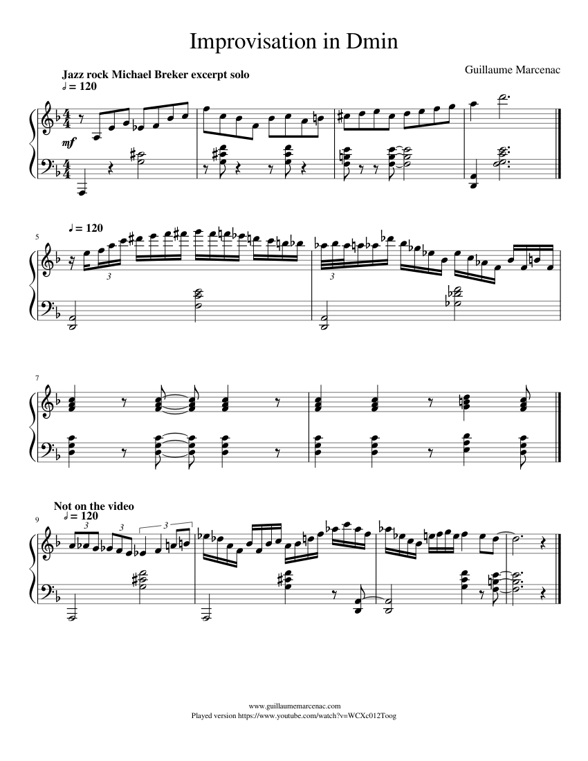 Improvisation in Dmin Sheet music for Piano (Solo) | Musescore.com