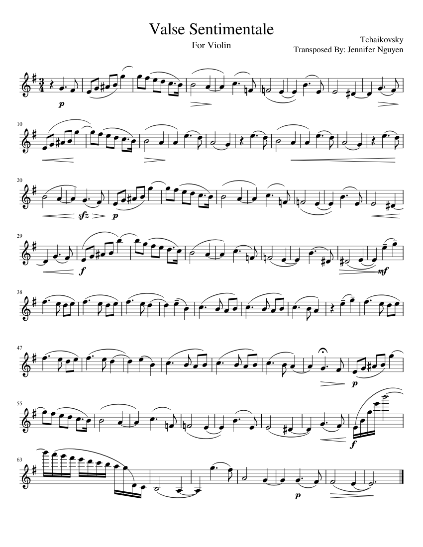 Valse Sentimentale Sheet music for Violin (Solo) | Musescore.com
