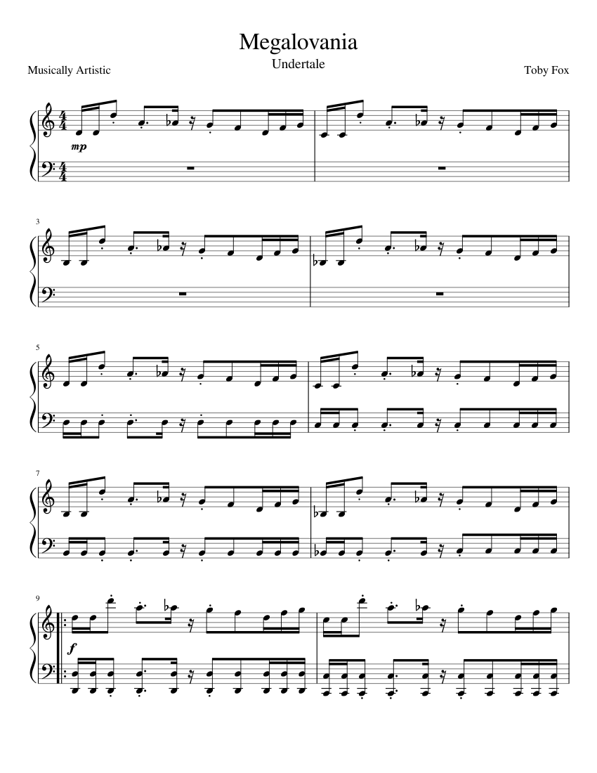 Megalovania - Undertale Sheet music for Piano (Solo) | Musescore.com