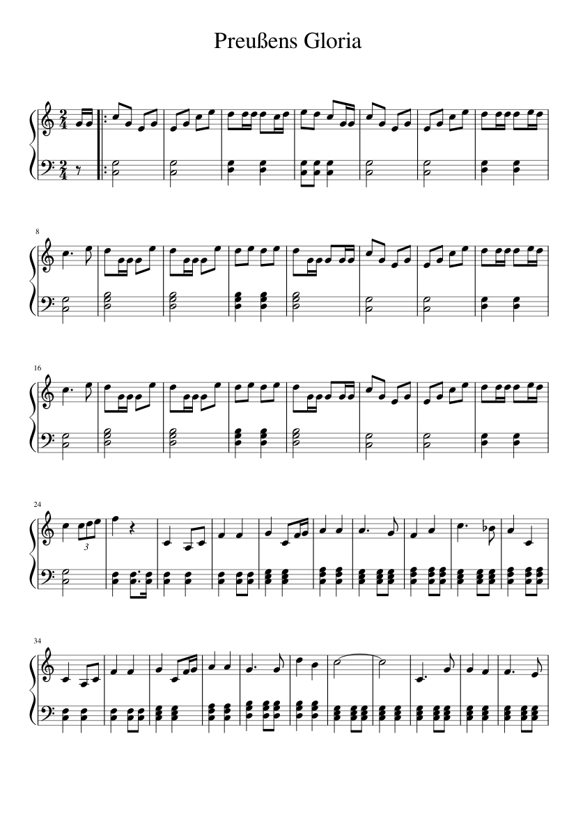 Preußens Gloria Sheet music for Piano (Solo) | Musescore.com
