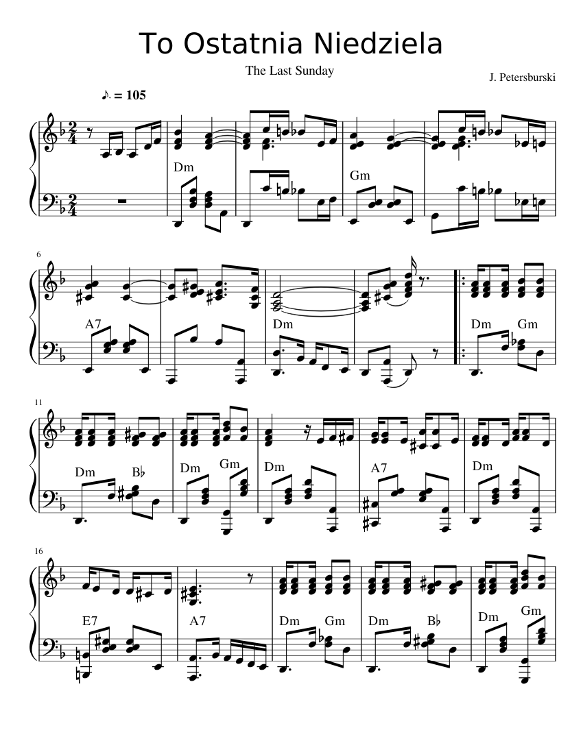 To Ostatnia Niedziela Sheet Music For Piano Solo Musescore Com