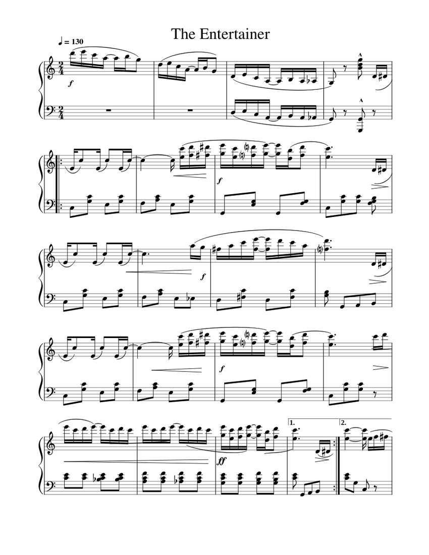 The Entertainer Sheet music for Piano (Solo) | Musescore.com