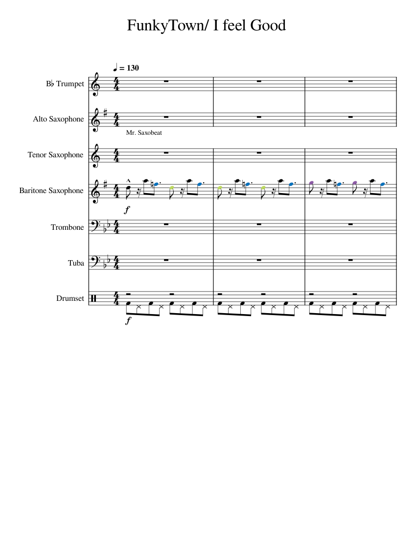 Mr. Beast Outro Jazz Version (Updated) Sheet music for Trombone, Saxophone  alto, Saxophone tenor, Drum group & more instruments (Mixed Quintet)