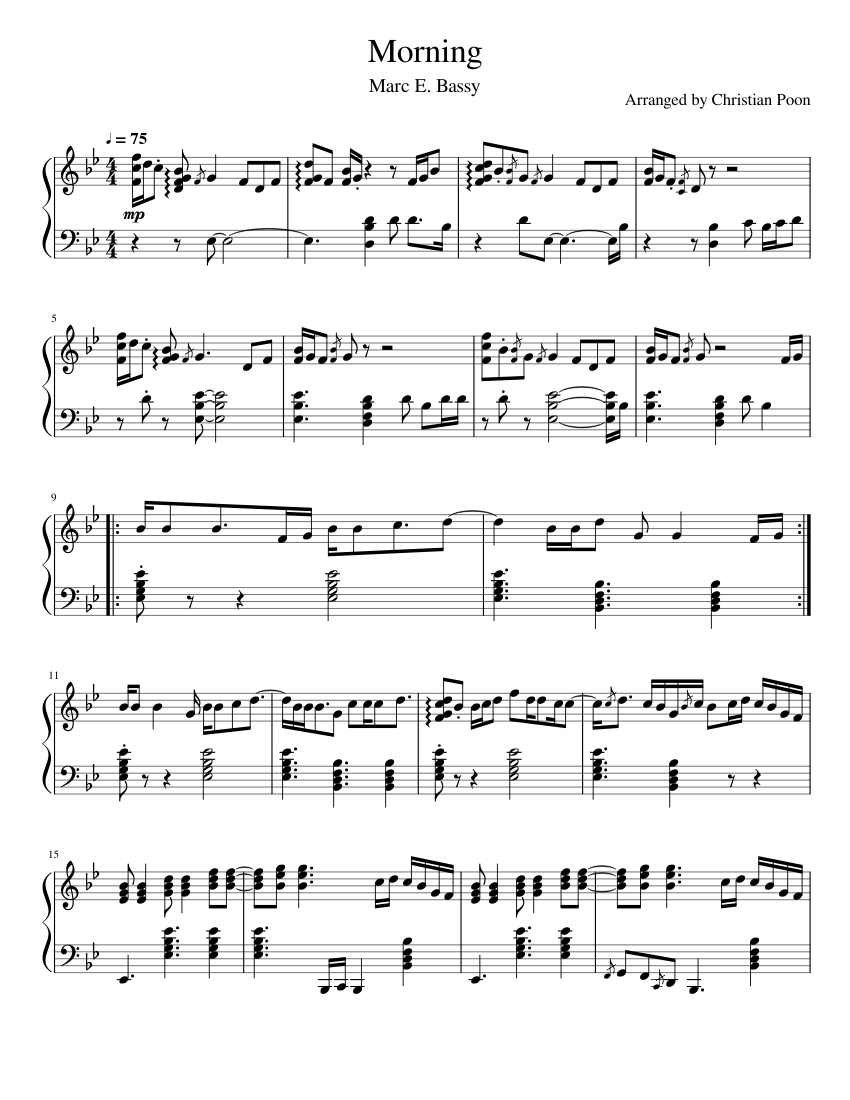Marc E. Bassy - Morning Sheet music for Piano (Solo) | Musescore.com